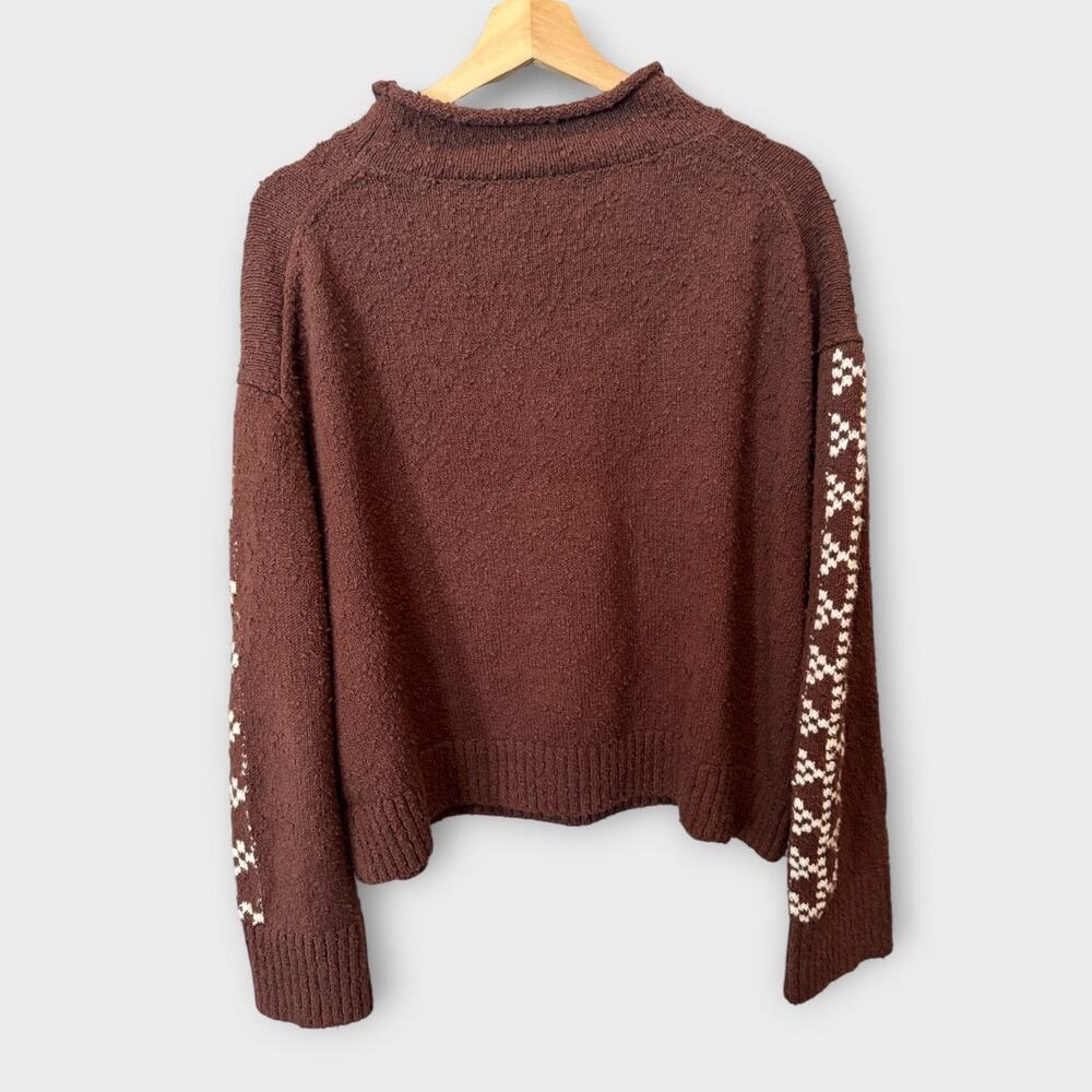NEW FREE PEOPLE Story Book Cotton Blend Sweater In Brown Size Small - Picture 7 of 13